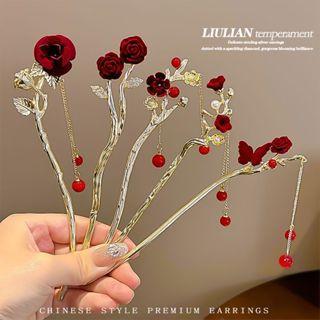 Sirkam Rambut Tusuk Konde Bunga Mawar Wanita Elegan High Quality