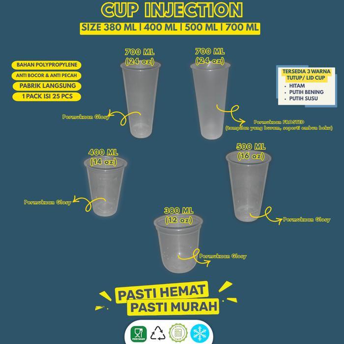 CUP INJECTION 500 ML GELAS PLASTIK CUP INJECTION TEBAL (ISI 25 SET - CI500)