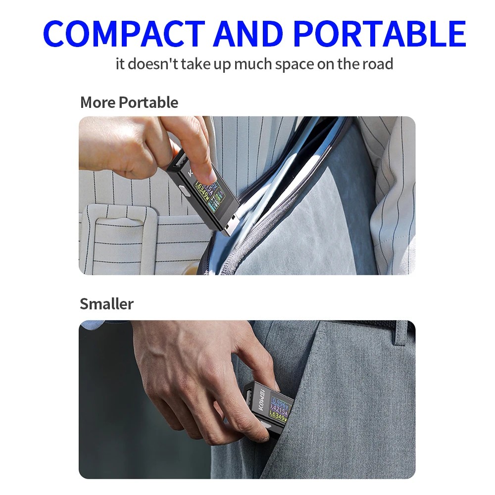 KWS-MX23 USB Power Meter Voltage Tester DC 4-30V 0-8A Current Capacity Monitor with IPS Display