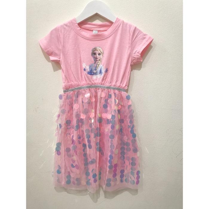 TerbaruBest Seller Dress Anak Bayi Sequin Soft Pink Princess Elsa Frozen Disney - Baju Korea Baby
