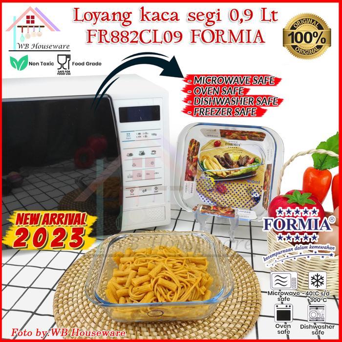 FORMIA Loyang kaca segi empat tahan panas 900ml / prasmanan wadah saji makanan / baking tray pan /