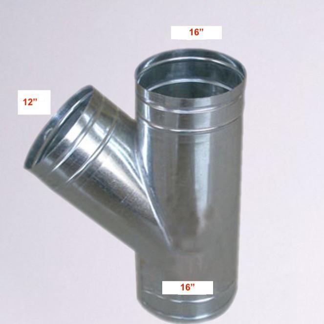 Tee Y 45 Derajat Ducting - Reducer 16" X 12" X 16"