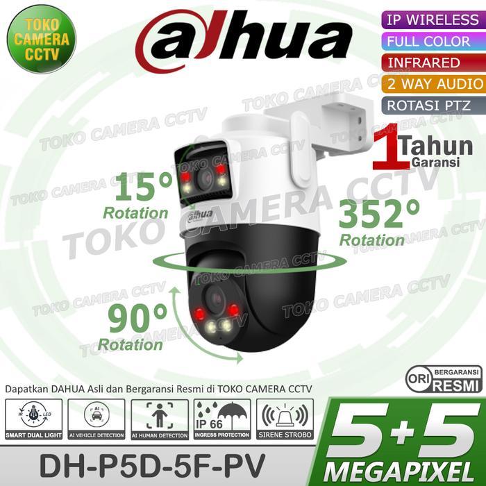 CCTV WIFI OUTDOOR ROTASI DUAL LENS DAHUA PICOO 5MP KAMERA CCTV PINTAR BERSUARA BERWARNA