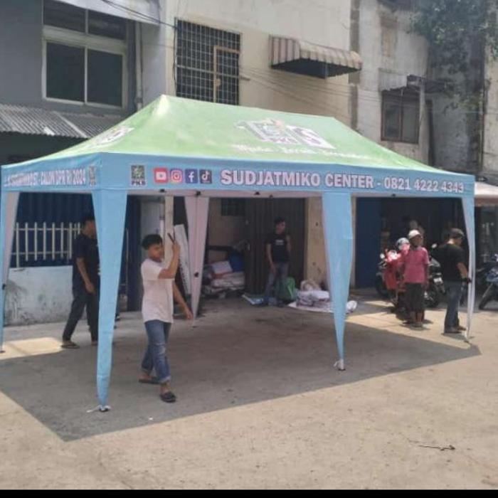 tenda lipat ukuran 3x6 rangka lipat hitam full print