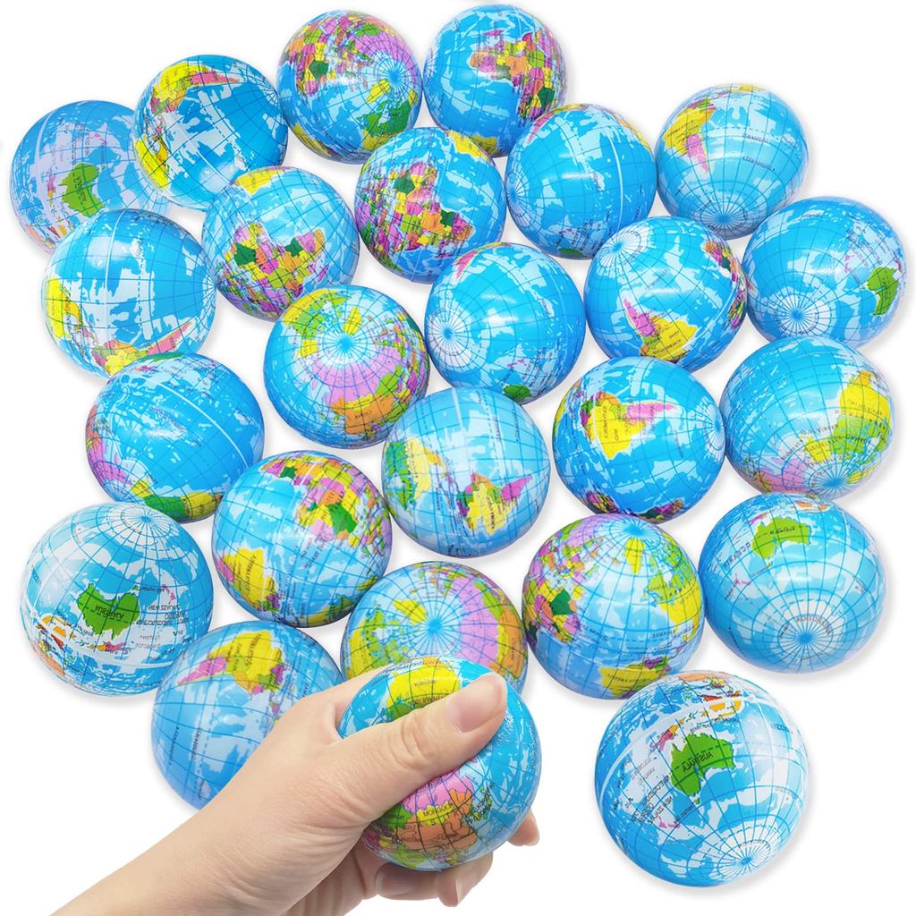 Spherical squeeze ball 2.5 inch elastic earth ball soft earth ball mini foam globe squeeze pressure