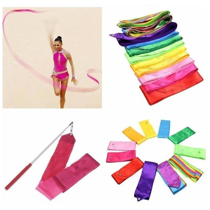 Tali Pita Tari Stik Balet Senam Ritmik Twirling Ribbon Gymnastic Stick