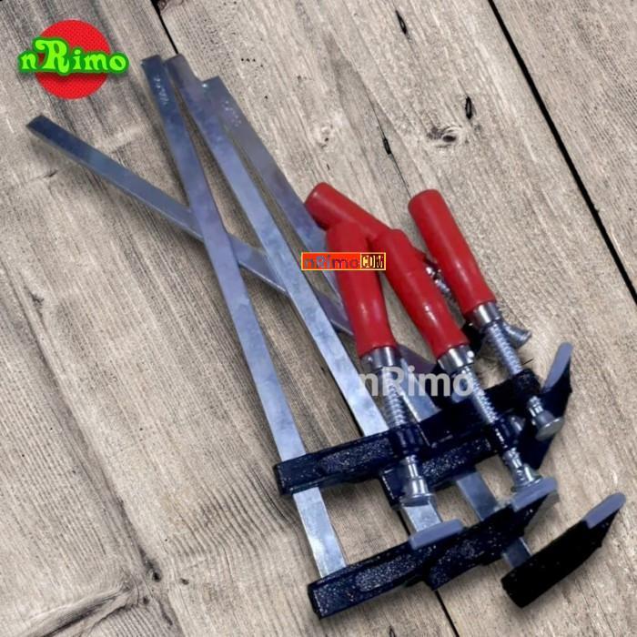 Alat Penjepit Kayu F Clamp Besi Klem Jepit Panjang Catok Papan Siku