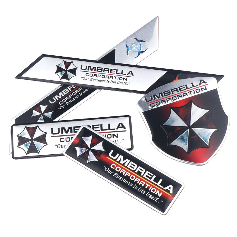 Car Styling 3D Aluminum Umbrella Corporation Badge Stickers Auto Trunk Body Decorations Accessories 