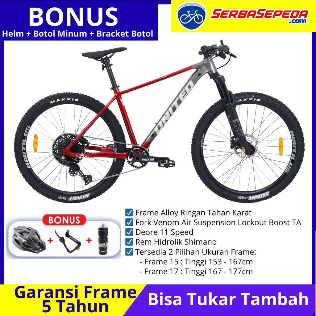 PROMO 12.12 United Clovis 5.10 Sepeda Gunung 27.5 Inci | Sepeda MTB Murah 11 Speed Deore Fork Air Su