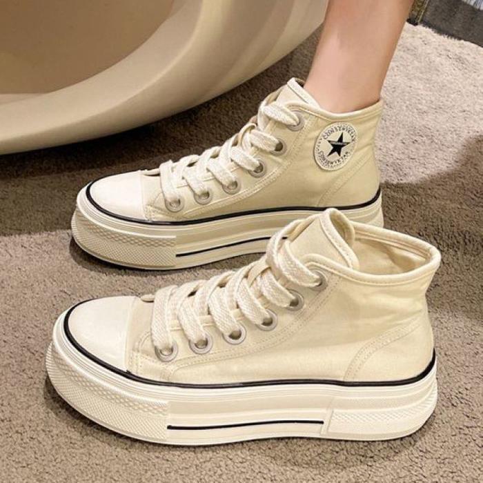 Aerostreet - Minangstuff Jinkyoung Boots Sepatu Kanvas Tinggi Wanita Fashion Korean 075