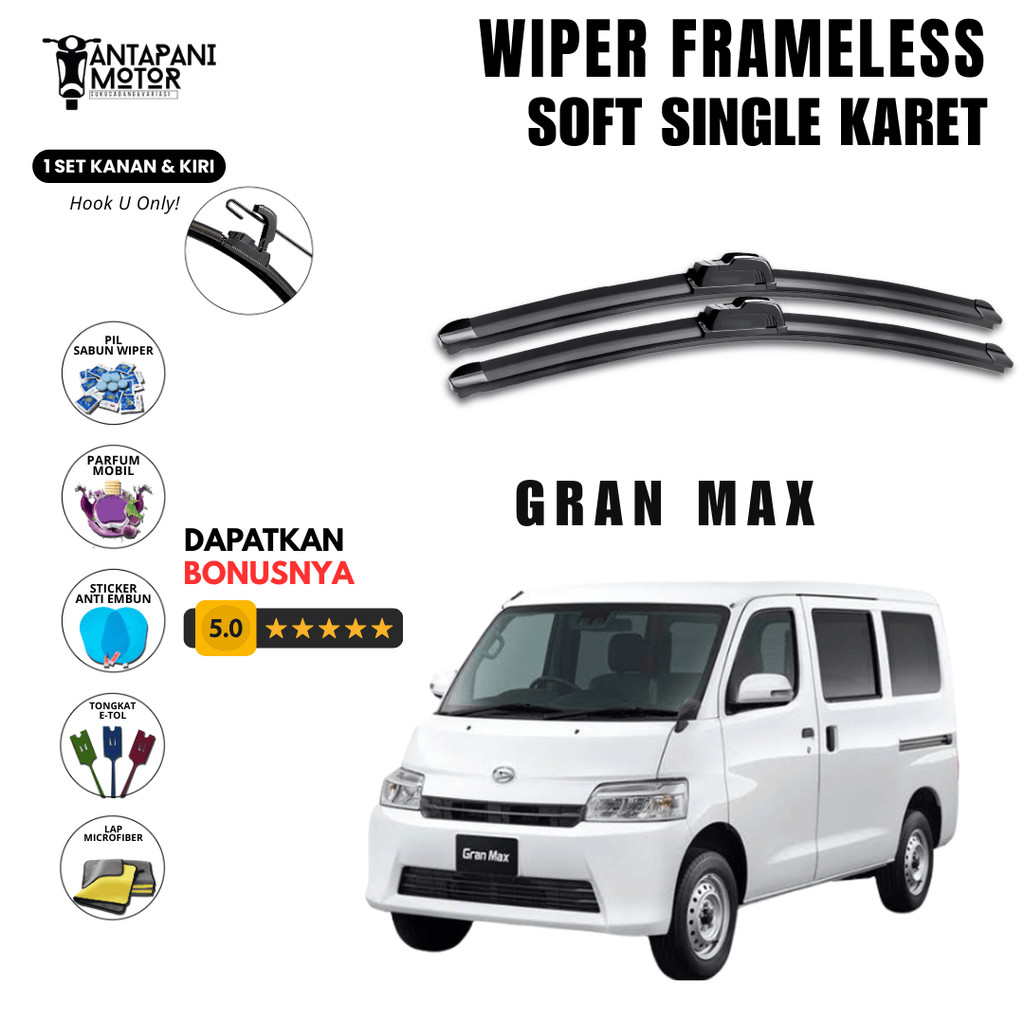 Wiper Daihatsu Grand Max Frameless Kaca Depan Mobil Free 5 Bonus