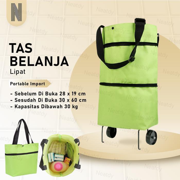 Promo Tas Belanja Lipat Roda Eco Friendly Besar Jumbo Tebal Portable Import