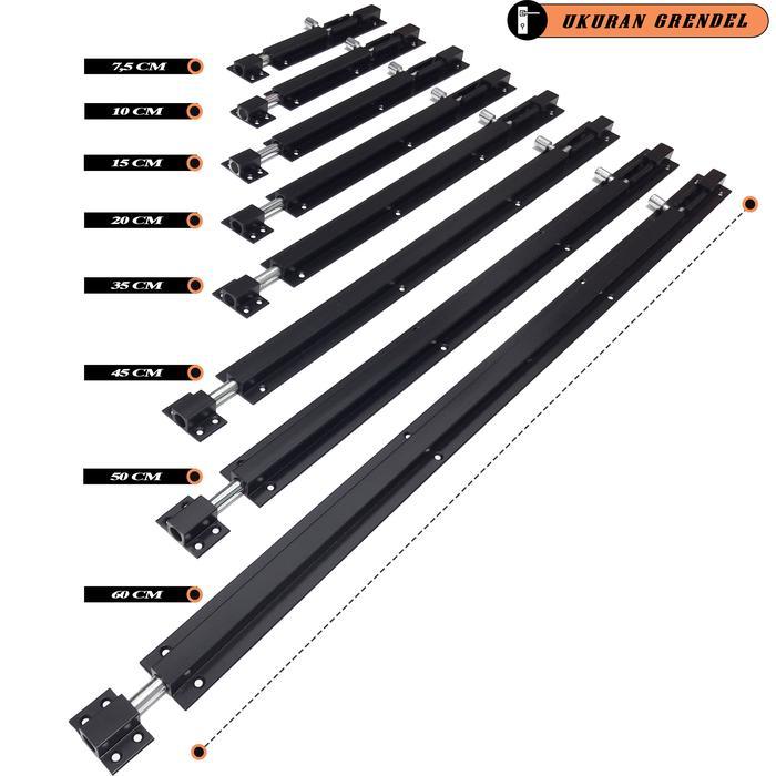 Kunci Slot Pintu 2 Atas dan Bawah - Grendel Kunci Pintu Rumah Hitam 80 cm - Slot Kunci Jendela