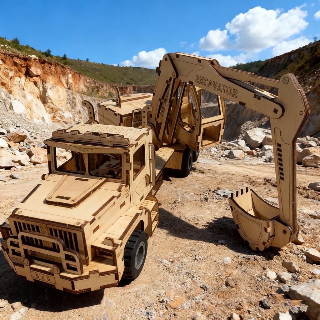 Wooden DIY Excavator Creative 3D Puzzle Perfect as a festive gift or home decoration Suitable for