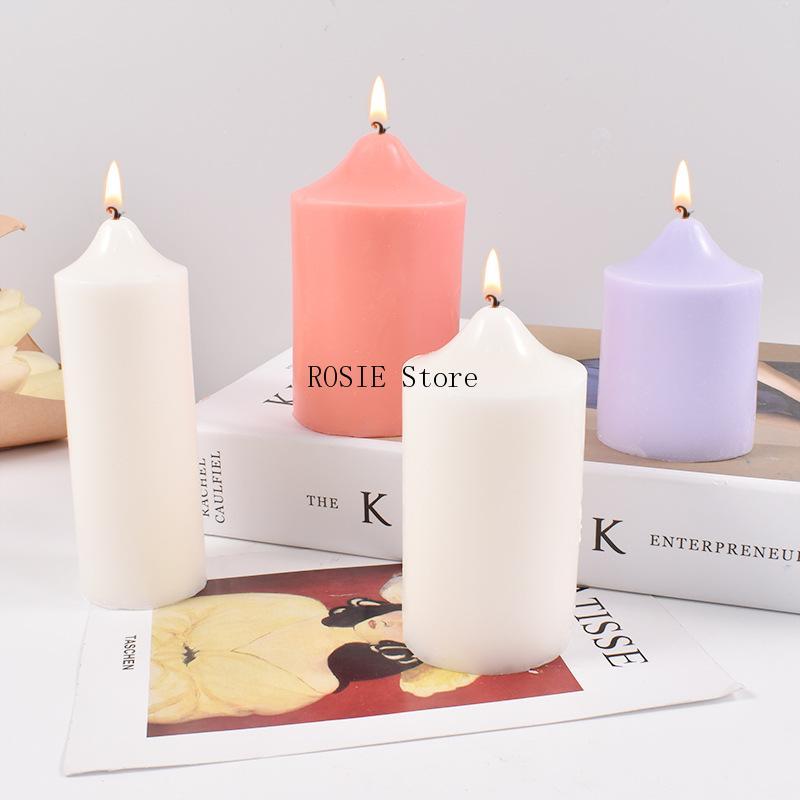 DIY Cetakan Lilin Silikon Silinder Romawi Tiang Panjang Tempat Lilin Bergaris Kolom Membuat Desain B