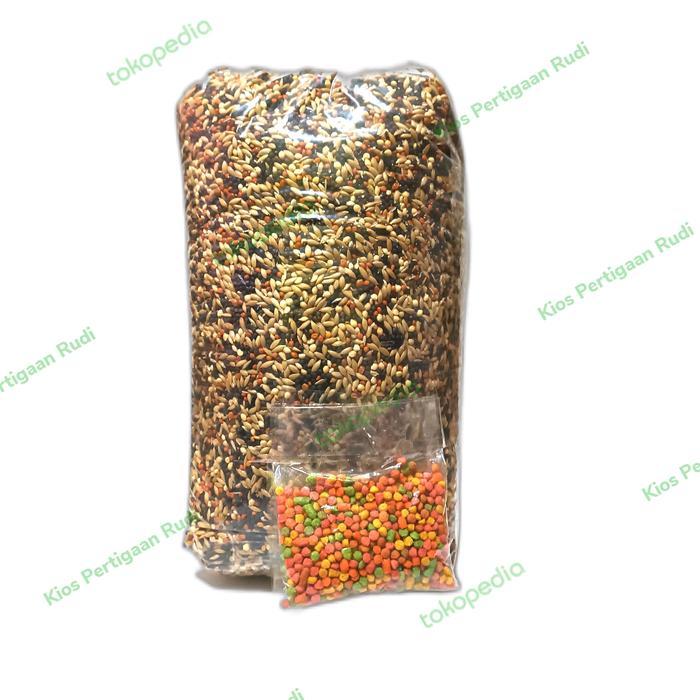 Pakan Kenari Campur 1Kg - Kenari Seed Campur Bonus Multivitamin