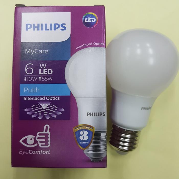 "New" Lampu bohlam LED Philips Phillips 6w 6watt 6 watt