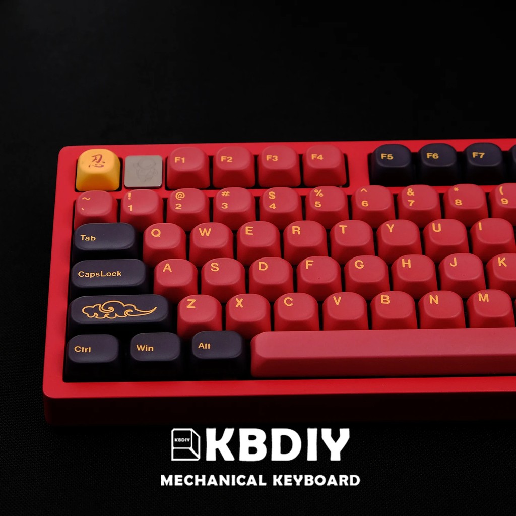KBDiy GMK Keycaps PBT KOA Profile GMK Red Samurai Keycap for Mechanical Keyboard 130 Keys/Set