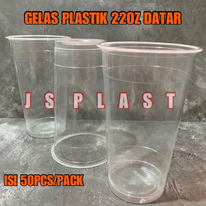 (ISI 50PCS) Gelas Plastik 22oz Datar Bahan PP / Gelas 22oz Datar Bahan PP - Cup 22oz Datar