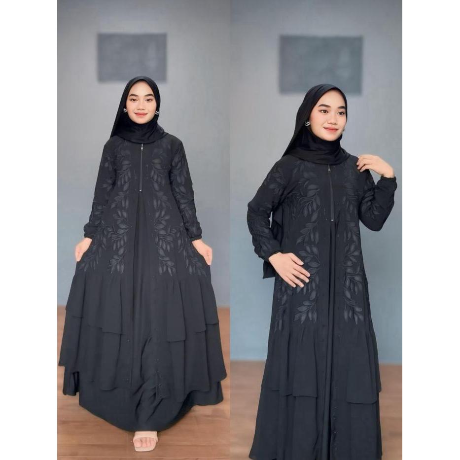 zeni Gamis Abaya Arab Ruhi Busui Mewah Dan Elegan Muslim Wanita Dress Hitam Syari Bordir Ceruty