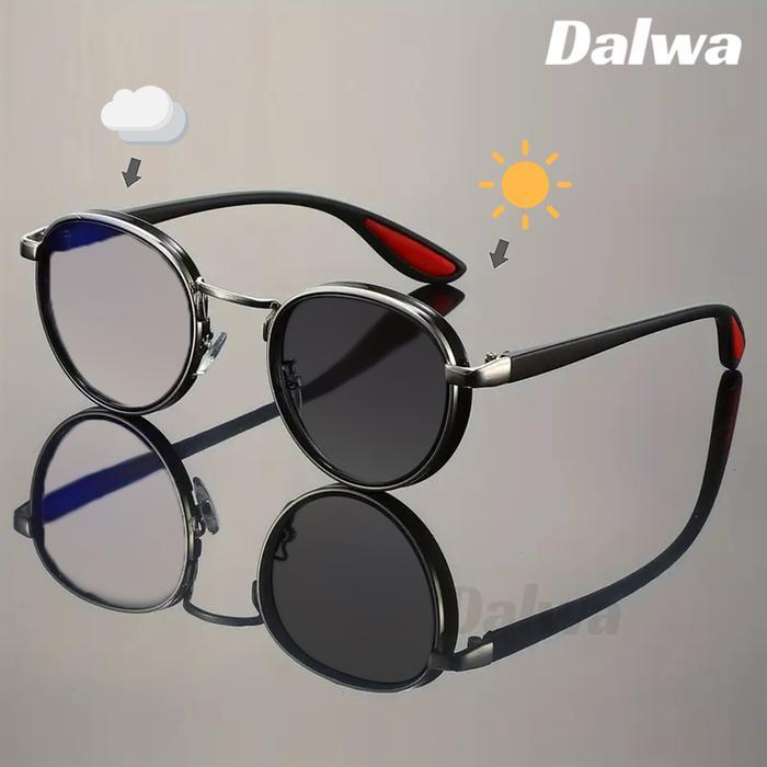 Bening Tanpa KaburDalwa Kacamata Anti Radiasi Fotokromik Unisex Dalwa Lensa Bulat 3-in-1 Anti Sinar