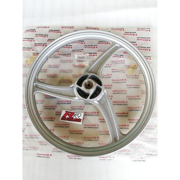 front wheel velk velq velg pelk racing palang 3 depan original ori kawasaki kaze r silver silper KGP