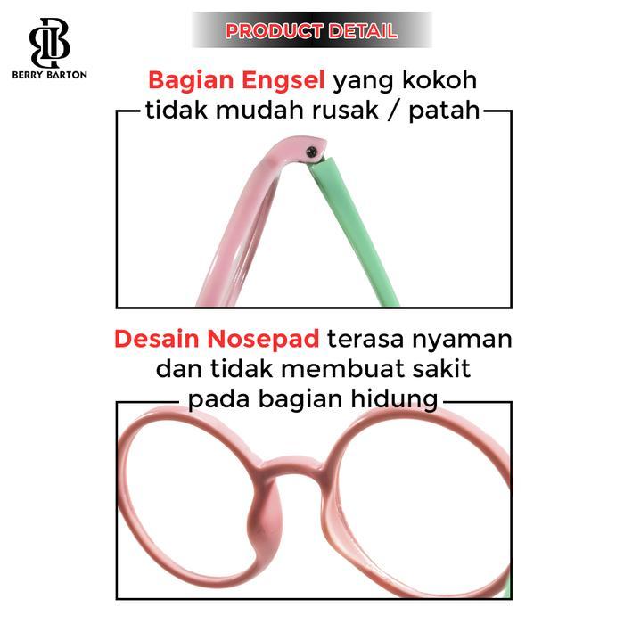 SIAPKIRIM Kacamata Anak Lensa Anti Radiasi Blueray Fr Lentur Berrybarton 8806 READY STOCK
