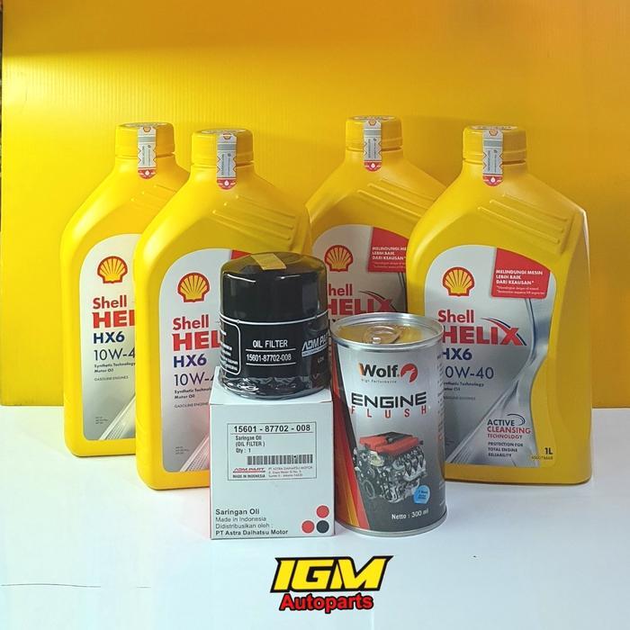 Paket Ganti Oli Shell Helix 10w-40