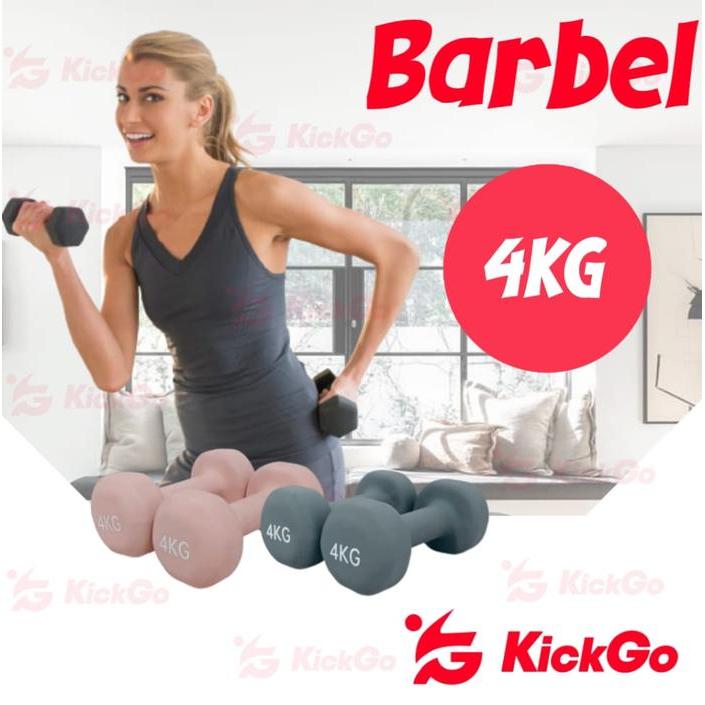 Promo Kickgo Dumbbell 4Kg Barbel 4 Kg Barbel Neoprene Barbel 4Kg Barbel Vinyl Anti Slip 4Kg Premium