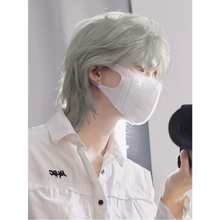 Cod-Keren Pria Wig Rambut Pria Wig Rambut Penutup Kepala Penuh Pria Dan Wanita Wig Ekor Serigala