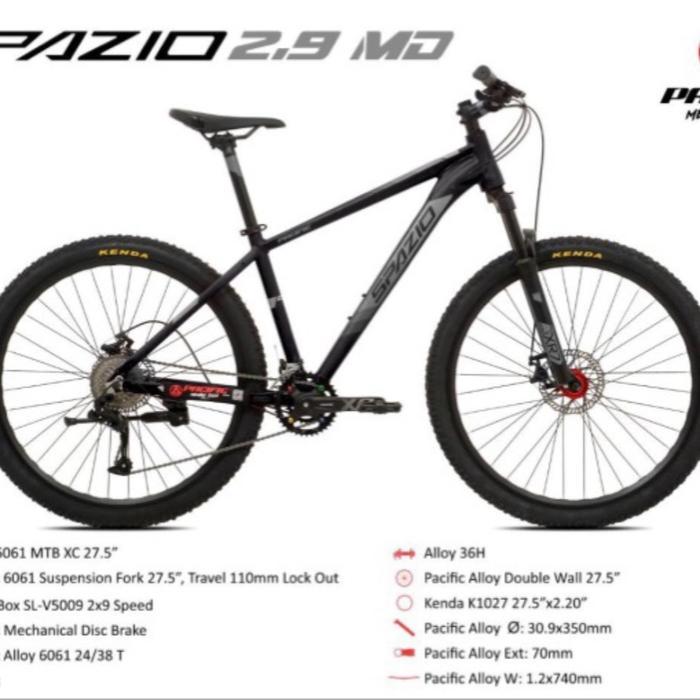 Promo Sepeda Gunung Mtb 27.5 Inch Pacific Spazio 2.9 Md 9 Speed Disc Brake Alloy Murah