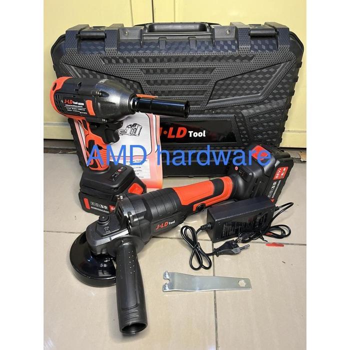 Orion Modern - Paket Cordless Gerinda + Mesin Impact Wrench Sock 88V Hujia Pro2521+2221 Grinda+Bor