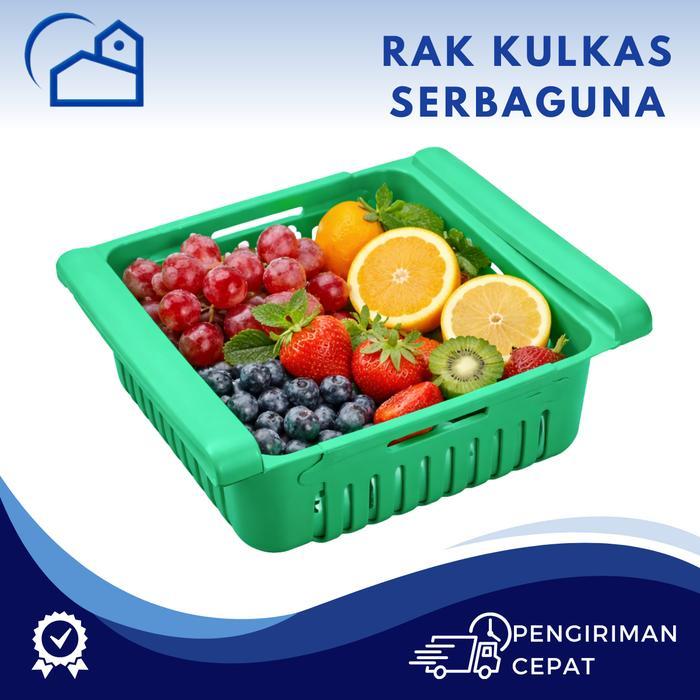 HOMESTATION - Rak Kulkas Multifungsi Storage Box Organizer Fleksibel Plastik- Rak Meja & Kulkas