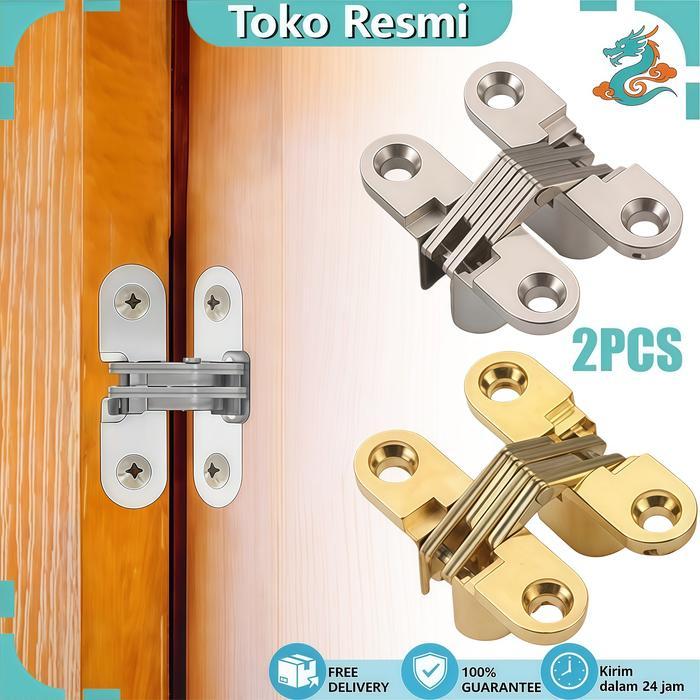 2pcs Engsel Pintu Tersembunyi Engsel Lipat Tanam Engsel Concealed Engsel Cross Engsel Tanam