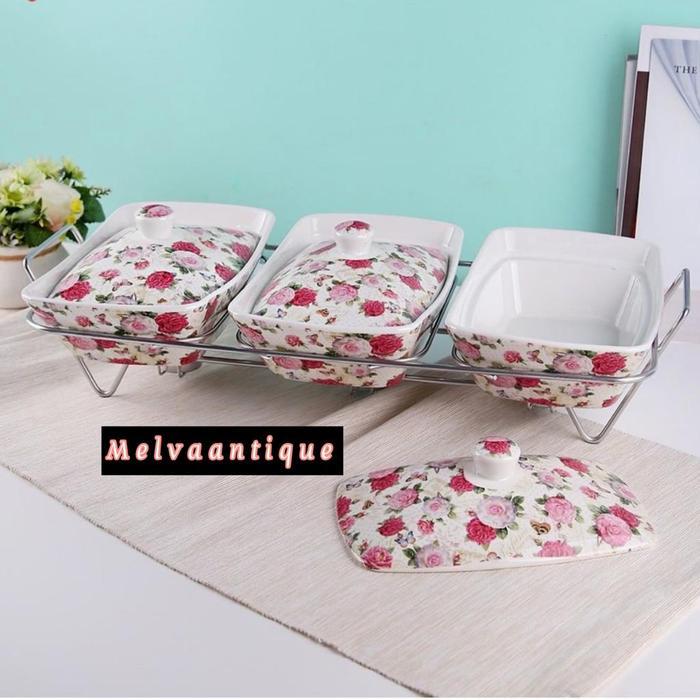 parasmanan keramik 1 set 3 pcs motif shabby