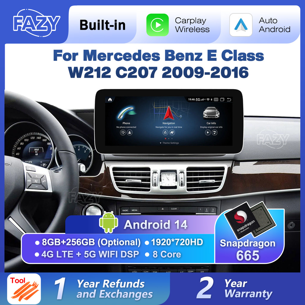 Android 14 Wireless CarPlay Touch Screen For Mercedes Benz E Class W212 C207 2009-2016 Android Auto