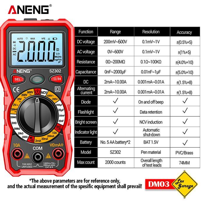 "New" Multimeter Avometer Multitester Digital Tang Ampere Digital ANENG