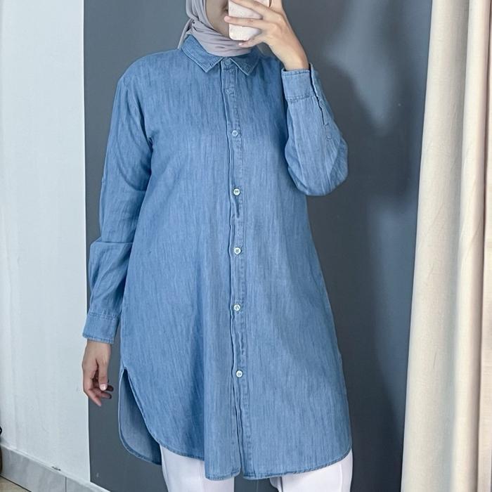 El-Zatta Attire - Anyo At64 Atasan Tunik Wanita Bahan Denim