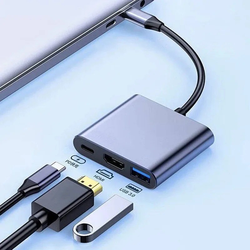 3 In 1 Usb Hub Usb C To Hdmi-Compatible Splitter Hub Type-C To Hdmi-Compatible Usb3.0 Docking
