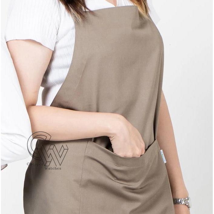 Celemek Dapur Kain Polos Katun Drill Kain Apron Aksesoris Memasak Cw