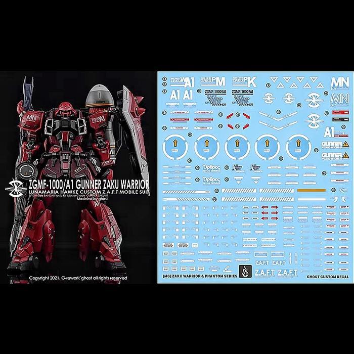 BRG BARU MG ZAKU WARRIOR & ZAKU PHANTOM SERIES WATER DECAL GHOST CUSTOM