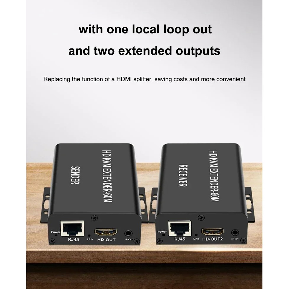 STOK TERBATAS  60M HDMI KVM Extender Over Cat6 Ethernet Cable Sender Video Transmitter and Receiver 