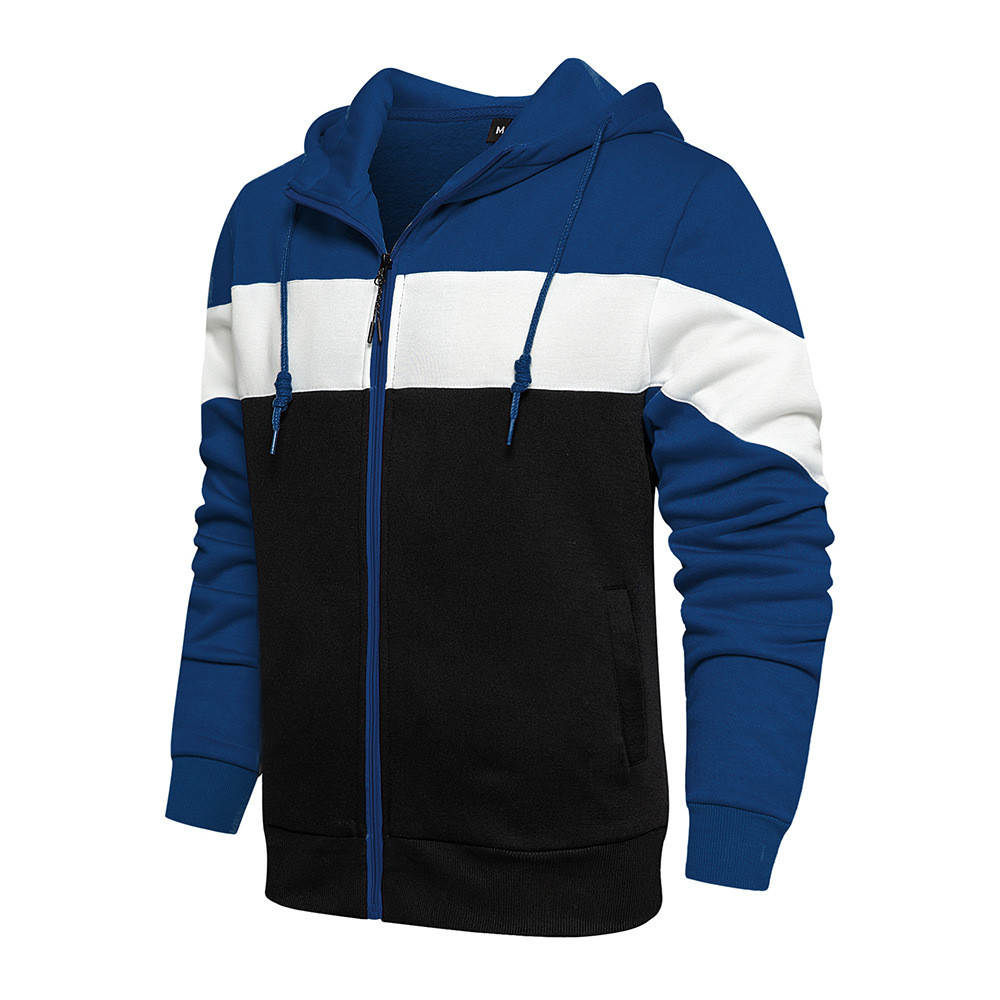Men's Hoodie Zipper Patchwork Hoodie Sweatshirt Sport Outdoor Casual Everyday Hoodie Slim Fit