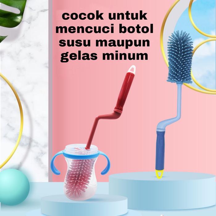 Sikat Botol Susu Bayi - Sikat Botol - Pembersih Botol Susu Bayi - Sikat Botol Silikon Bayi Baby