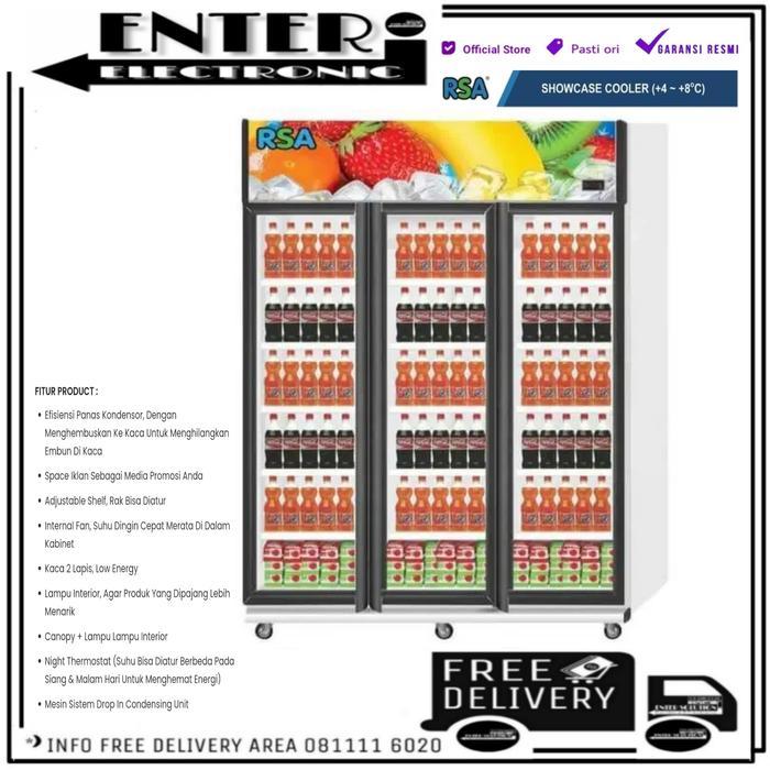 RSA AMETHYST - SHOWCASE 3 PINTU DISPLAY COOLER PENDINGIN 15 RAK 1300L