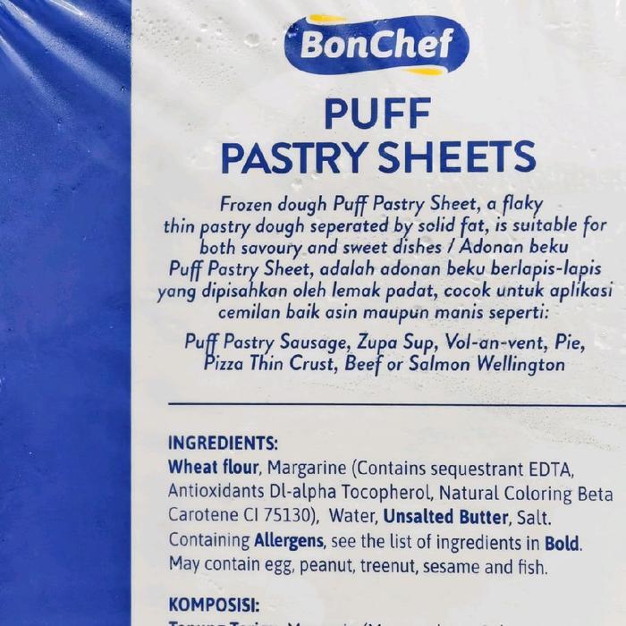 JTTOP BONCHEF PUFF PASTRY SHEET / KULIT PASTRY BONCHEF 750GR