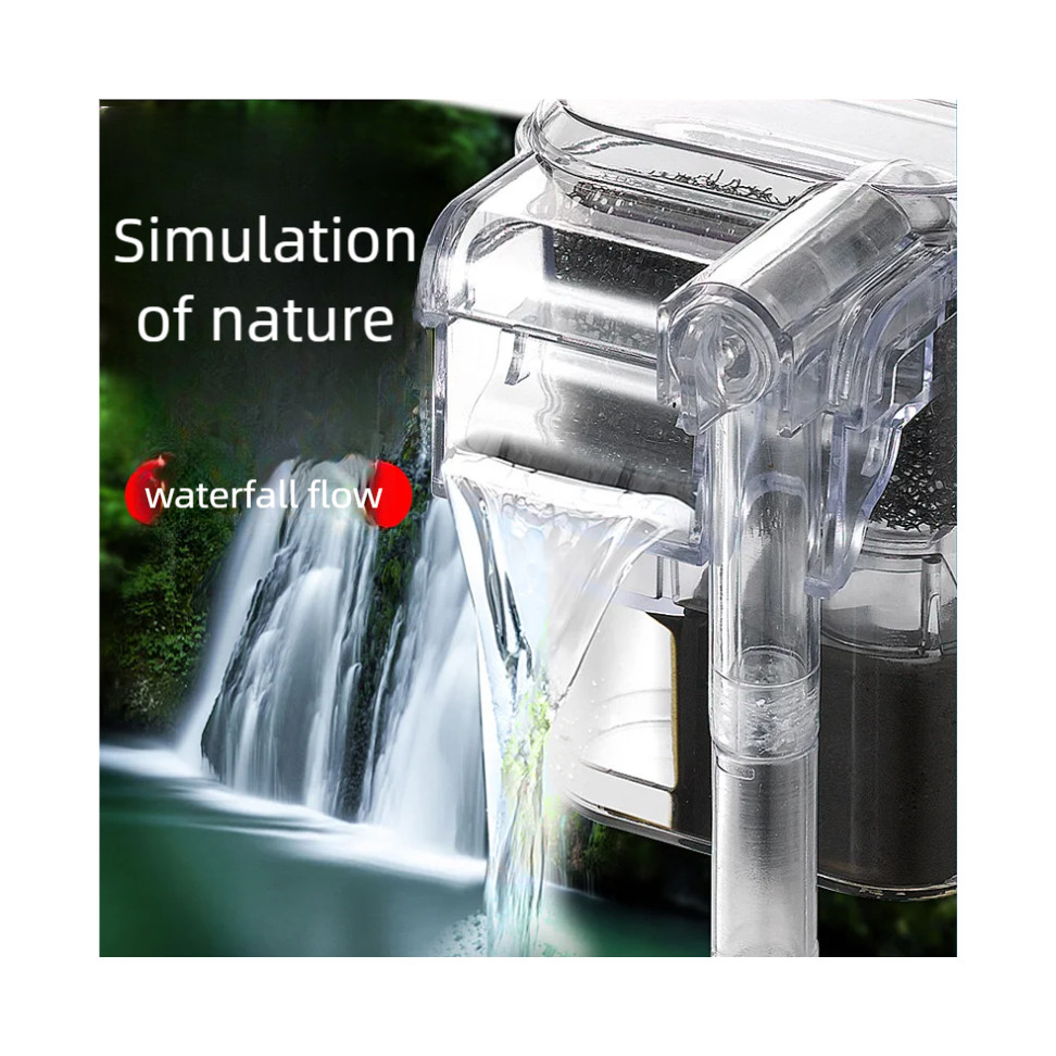Mini Wall Mounted Aquarium Filter Waterfall Filter for Small Fish Tank USB Filtering Equipment with