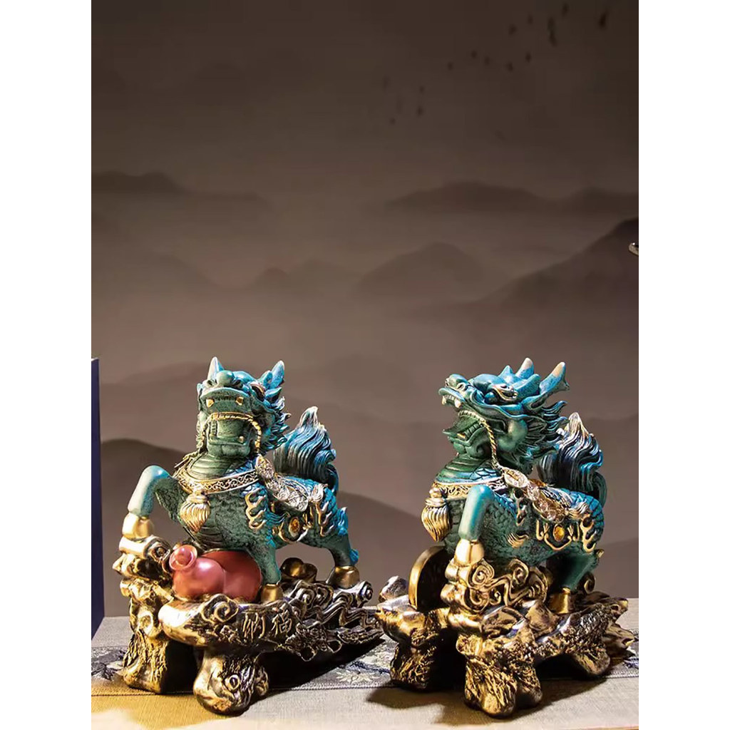 Chinese Kirin Lucky Statue, Domineering Animal, Home Living Room Decoration, Resin Modern Art