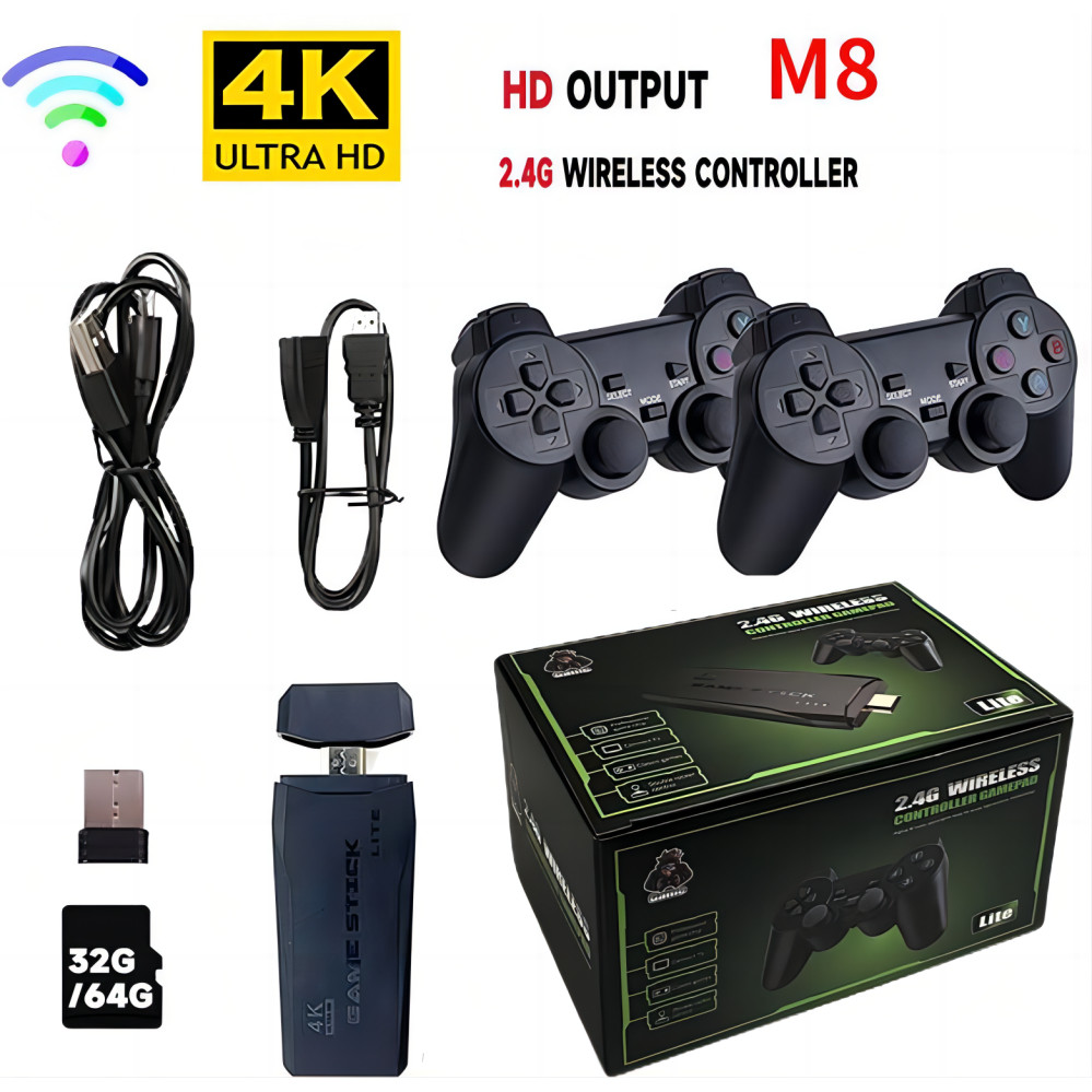 Game Stick 4K TV Game Console With 2.4G Wireless Controller Built-in 10000 Classic Games Retro Game 