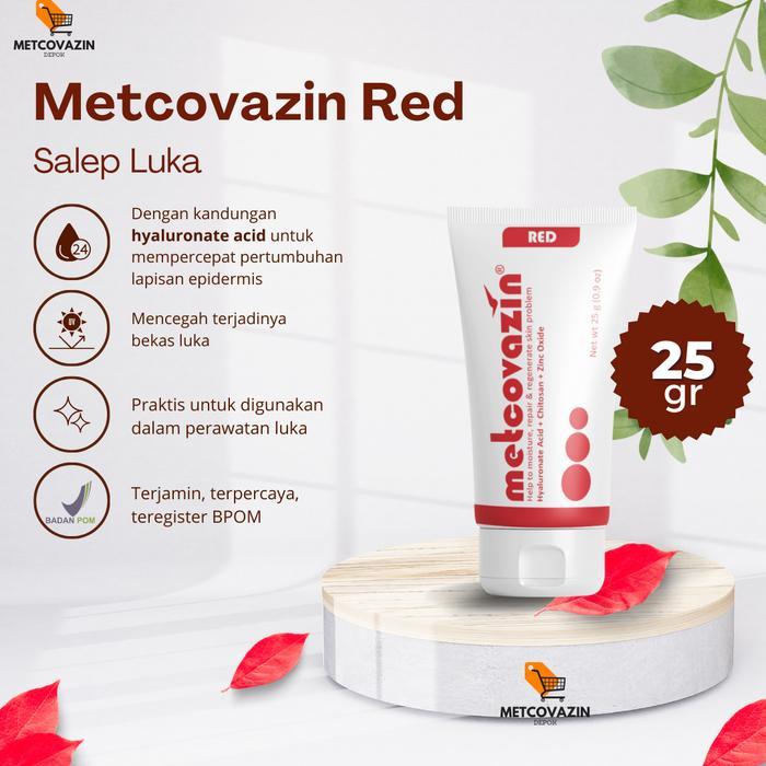 Ready Salep Luka Operasi Metcovazin Red 25 gr Mengandung Hyaluronate Acid dan Zinc Oxide